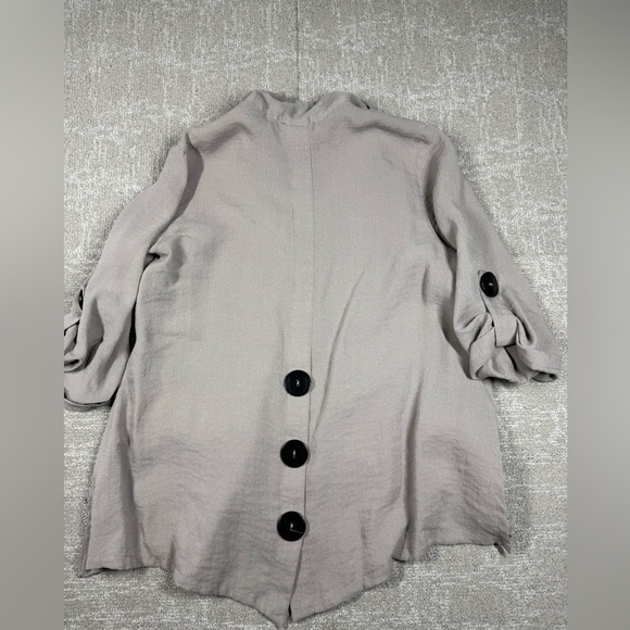 Moonlight Gray Button Down Boho 3/4 Sleeve Slouchy Lagenlook Top Size small USA - Picture 6 of 6